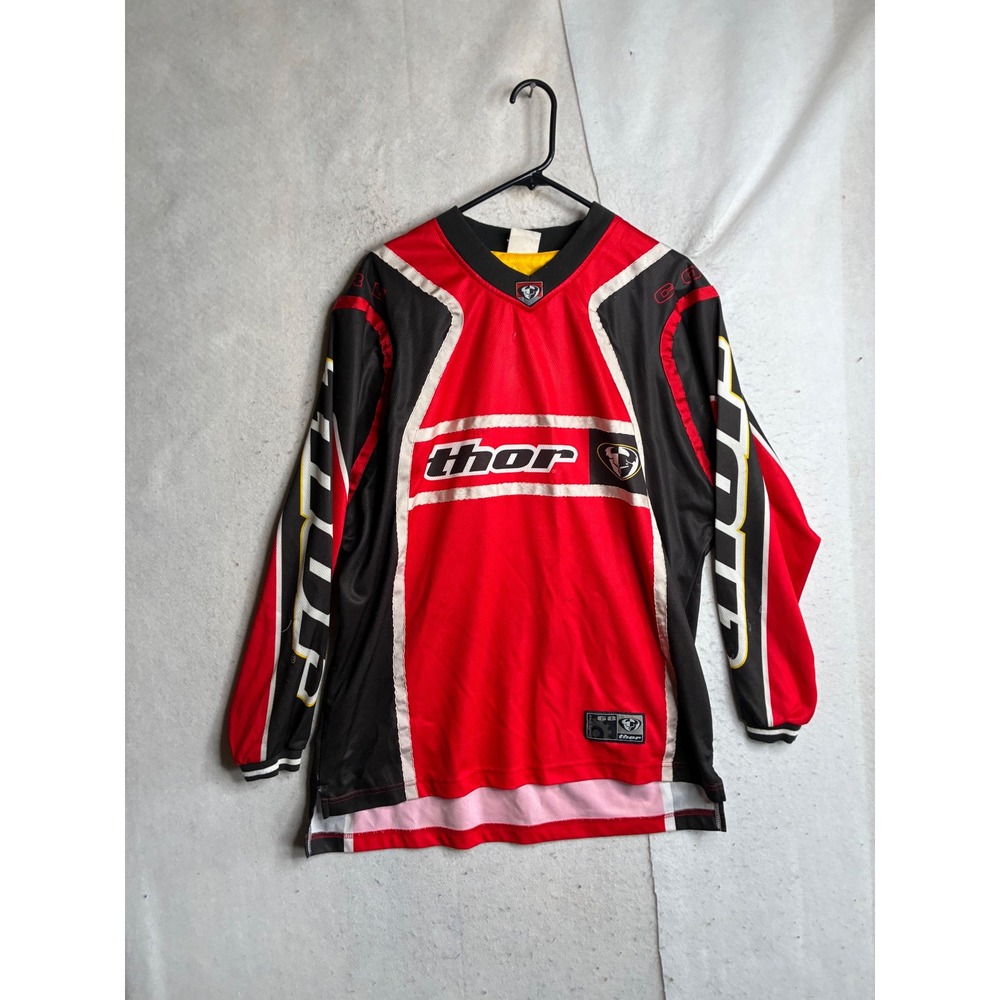 Thor Motocross Jersey Red Black White Long Sleeve Mesh Racing Shirt 1640 XXL
